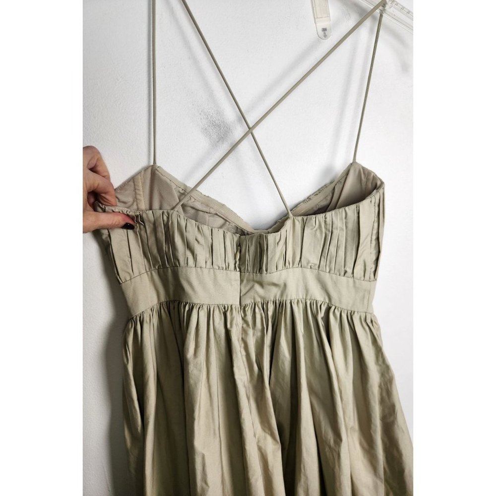 ASOS Design Women's Sz. 4 Cotton Structured Midi Dress Corset Detail Stone NWT - Picture 8 of 10